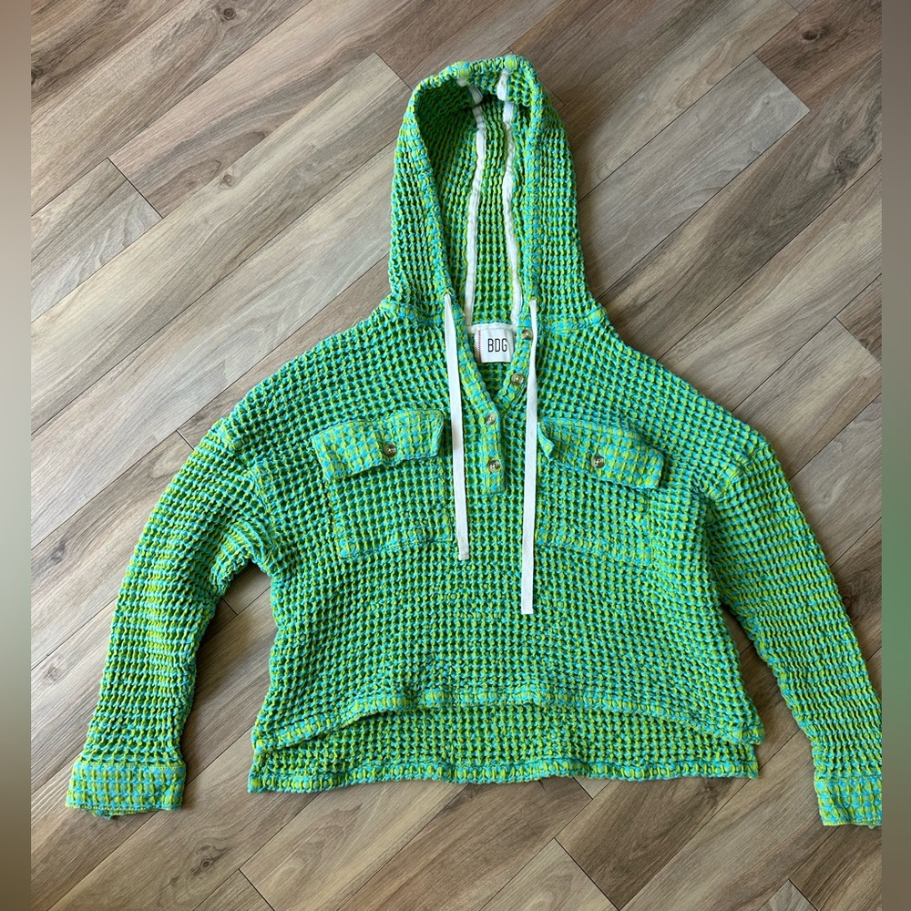 BDG Baja Stanley Waffle Hooded Top